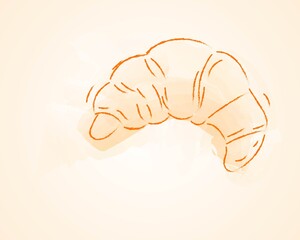 Croissant vector,  Croissant painting vintage 