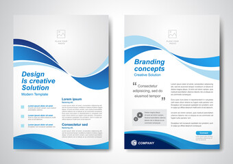 Template vector design for Brochure, AnnualReport, Magazine, Poster, Corporate Presentation, Portfolio, Flyer, infographic, layout modern with blue color size A4, Front and back, Easy to use and edit.