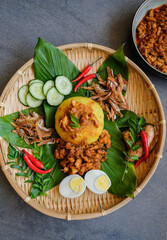 Traditional Malaysian Peranakan cuisine / Nasi Kunyit aka Turmeric Glutinous Rice / Delicious dish...