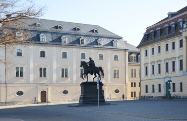 Reiter Statue in der Altstadt von Weimar, Thüringen