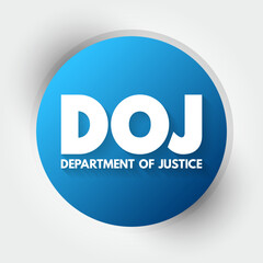 DOJ - Department of Justice acronym, concept background