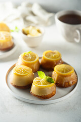 Delicious homemade lemon cakes with glaze