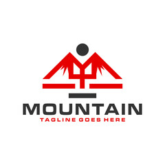 mountain illustration logo with letter M