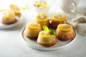 Delicious homemade lemon cakes with glaze