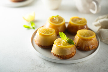 Delicious homemade lemon cakes with glaze