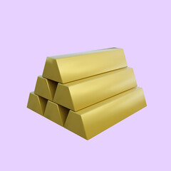 3d illustration simple object stack of gold