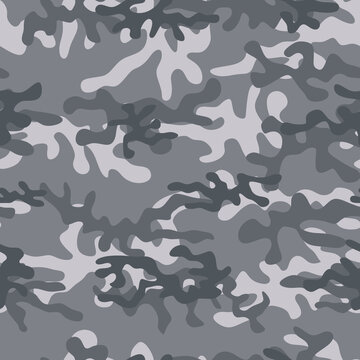 Seamless gray camouflage. Military uniform. Vector.