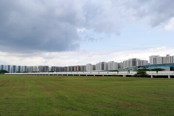 Singapore residential housing estates built next to the spacious grassland