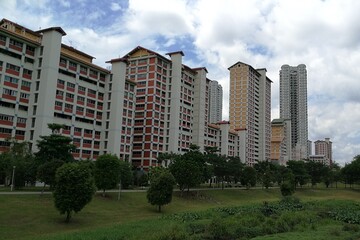 Singapore residential housing estates built by government, near the large Park