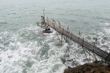 Sai Wan swimming shed was built along the sea shore. Step down to the water and swim in the ocean