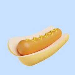 3d illustration of food hotdog