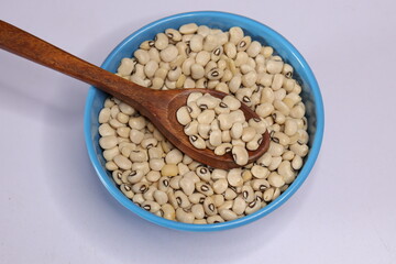 Raw Organic Black Eyed Peas Beans Isolated on a White Background