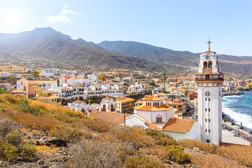 View on Basilica of Our Lady of Candelaria located in the city of Candelaria on the island of Tenerife on a beautiful sunny summer day - Candelaria, Tenerife, Canary islands, Spain