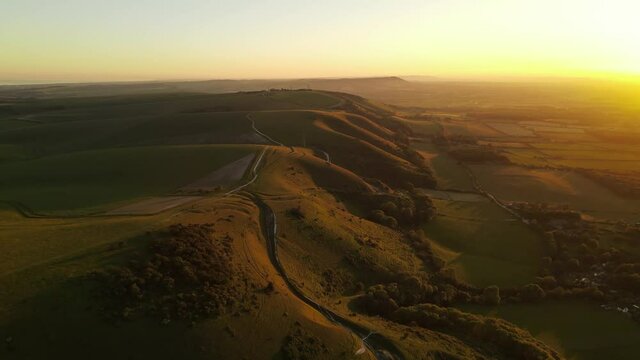 Views over the South Downs National Park in Sussex England. Devils dyke, Brighton, UK