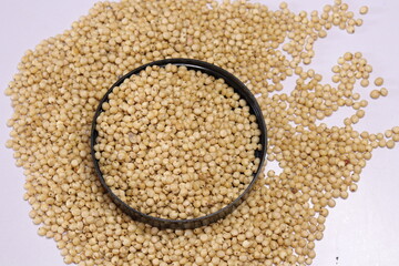Organic jawar seeds isolated on white background