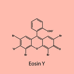 Eosin Y Dye biomolecule molecular formula. Skeletal molecule structure vector eps10.