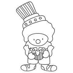 Clown / Jocker in USA flag design, Outline style