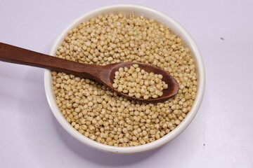 Organic jawar seeds isolated on white background