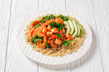 grilled spicy prawns with kale quinoa salad