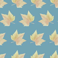 seamless pattern golden, yellow leaves, autumn background