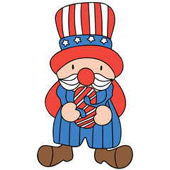 Clown / Jocker in USA flag design, Flat color