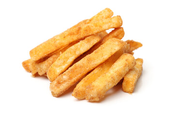 french fries on white background 