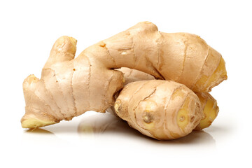 fresh ginger on white background 