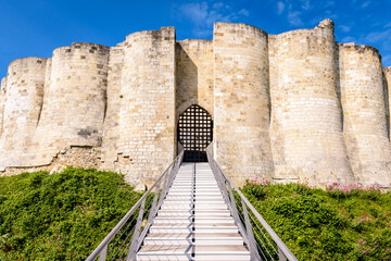 Entrance of the inner bailey of Château-Gaillard medieval fortified castle in Normandy, France - obrazy, fototapety, plakaty