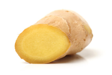 fresh ginger on white background 
