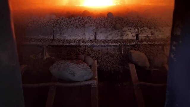 Roasting furnace. Industrial process of production of cement clinker or expanded clay. An industrial enterprise for the processing of cement. A red-hot furnace on the territory of a cement plant