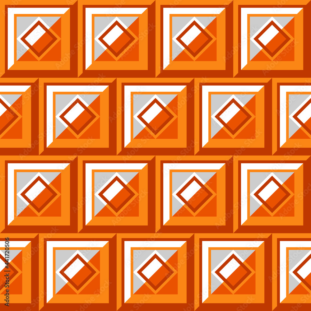 Poster vector decor orange tile. vector squared tile with shadow.
