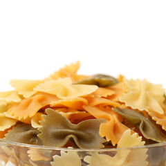 Italian pasta (Gomiti Rigati) on white background