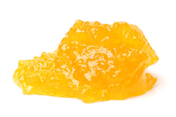 naturally crystallized rape honey on white wooden