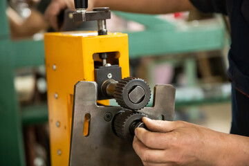 the machine for production of products from a plate during work