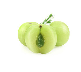 Indian gooseberries on white background