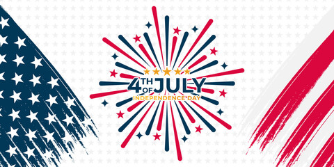 Fourth of July Independence Day of United States of America Banner Background Vector illustration. Independence Day of United States of America 4th of July with American Flag vector design.