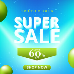 Naklejka premium Super sale banner templete design for media promotions