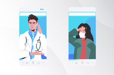 doctor discussing with patient online consultation healthcare concept smartphone screen mobile app