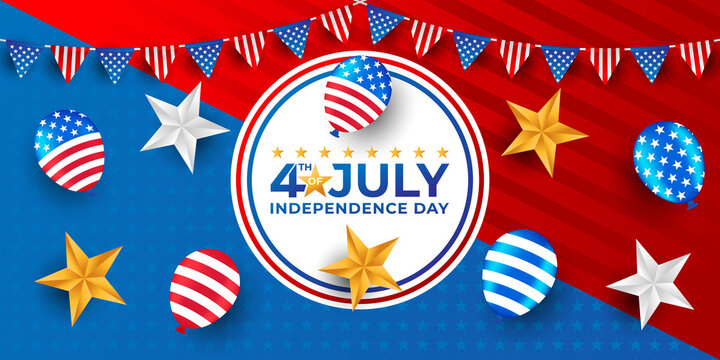 Fourth of July Independence Day of United States of America Banner Background Vector illustration. Independence Day of United States of America 4th of July with American Flag vector design.