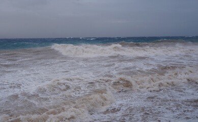 Storm and waves on the Red sea