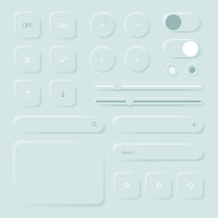 Settings User Interface. Light Isolated Buttons for Smartphone Display. Vector illustration