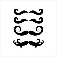 Hipster mustache set icons isolated on white. Stencil illustration. EPS 10