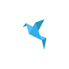 bird origami logo icon design template