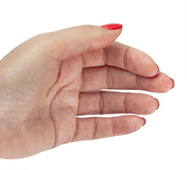 Female hand isolated on white background