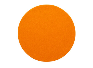 Blank orange round adhesive paper sticker label isolated on white background