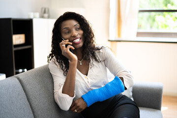 Injured Woman Talking On Phone