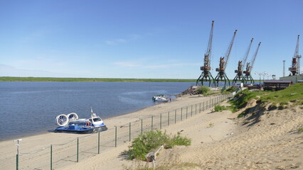 naryan-mar. Nenets Autonomous Okrug. Russia. 06.26.2021. summer navigation on the Pechora river 
