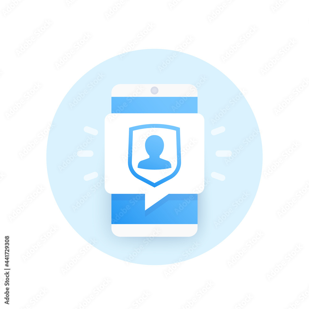 Sticker user privacy and mobile security vector icon