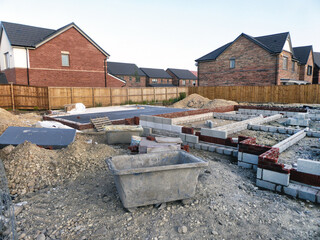 House foundations on a building site