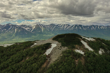 Aerial view of Viluchinskiy volcano in Kamchatka Peninsula